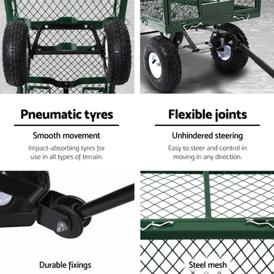 Gardeon Mesh Garden Steel Cart - Green