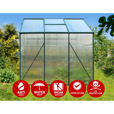 Green Fingers Greenhouse 1.9x1.9x1.83M Aluminium Polycarbonate Green House Garden Shed