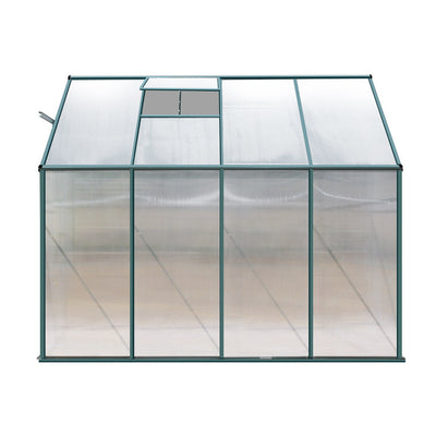 Green Fingers Greenhouse 2.52x1.27x2.13M Lean-to Aluminium Polycarbonate Green House Garden Shed