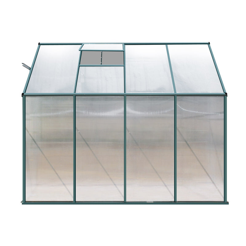 Green Fingers Greenhouse 2.52x1.27x2.13M Lean-to Aluminium Polycarbonate Green House Garden Shed