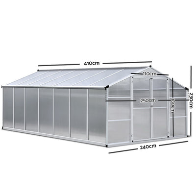 Greenfingers Greenhouse Aluminium Green House Garden Shed Greenhouses 4.1x2.5M