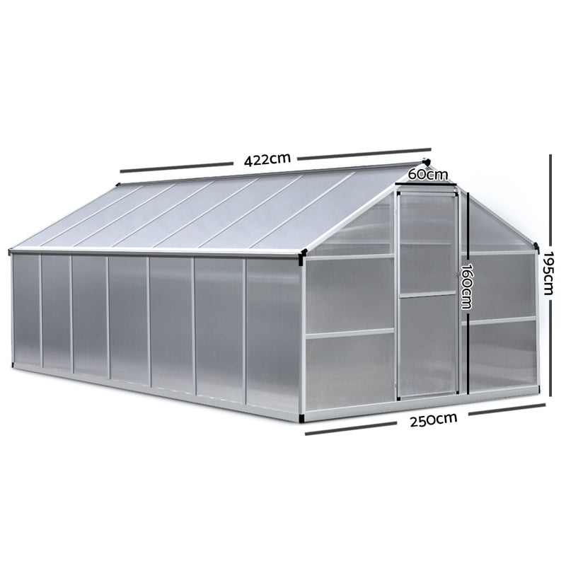 Greenfingers Greenhouse Aluminium Green House Garden Shed Greenhouses 4.22x2.5M