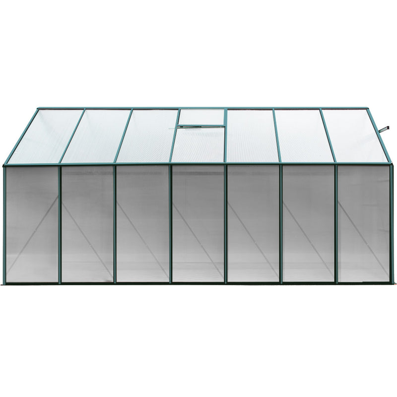 Green Fingers Greenhouse 4.43x2.44x2.15M Aluminium Polycarbonate Green House Garden Shed