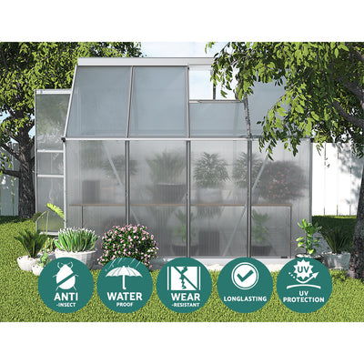 Green Fingers Greenhouse 2.42x1.9x1.95M Aluminium Polycarbonate Green House Garden Shed