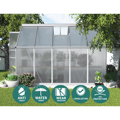 Green Fingers Greenhouse 3x2.5x1.95M Aluminium Polycarbonate Green House Garden Shed