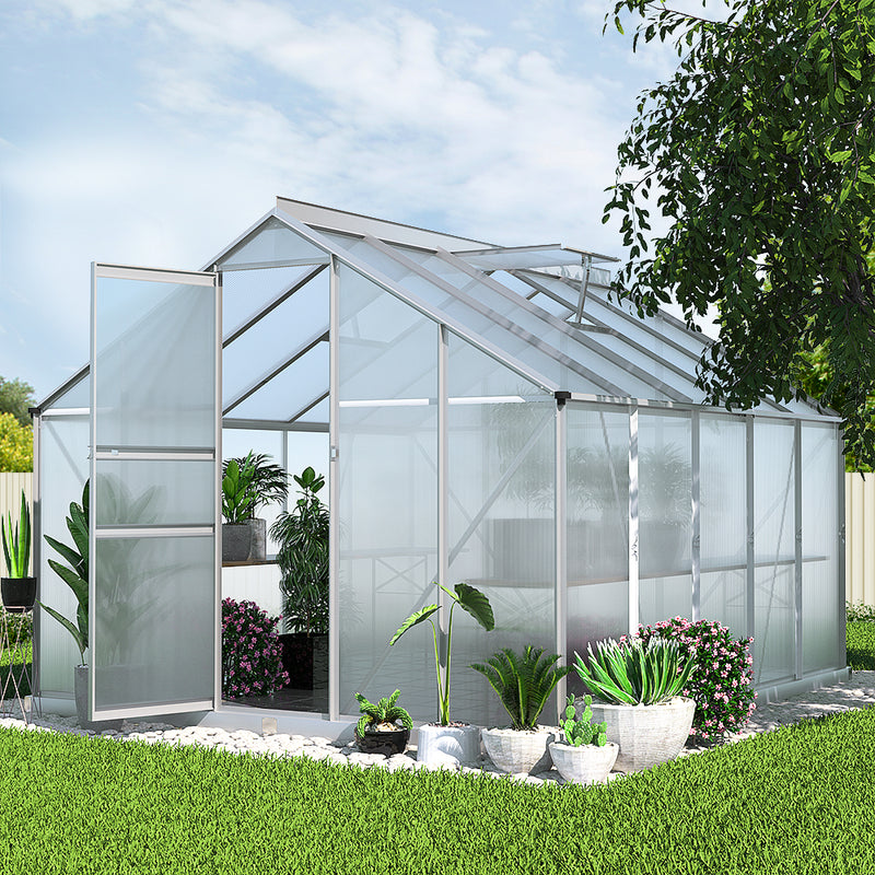 Green Fingers Greenhouse 3x2.5x1.95M Aluminium Polycarbonate Green House Garden Shed