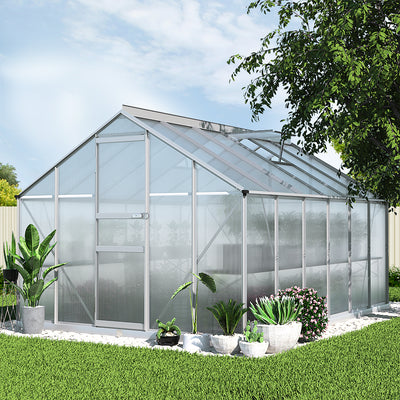 Green Fingers Greenhouse 3.6x2.5x1.95M Aluminium Polycarbonate Green House Garden Shed