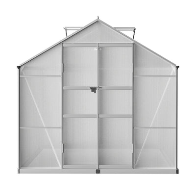 Green Fingers Greenhouse 3.7x2.5x2.26M Double Doors Aluminium Green House Garden Shed