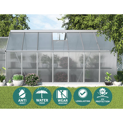 Green Fingers Greenhouse 4.2x2.5x1.95M Aluminium Polycarbonate Green House Garden Shed