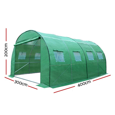 Green Fingers Greenhouse 4x3x2M Walk in Green House Tunnel Plant Garden Shed Dome