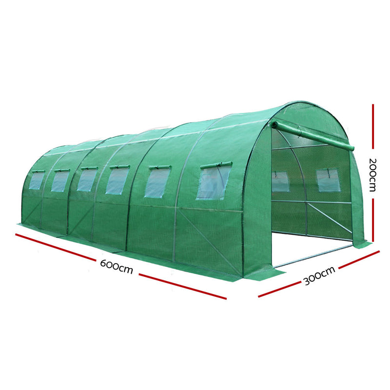 Green Fingers Greenhouse 6x3x2M Walk in Green House Tunnel Plant Garden Shed Dome