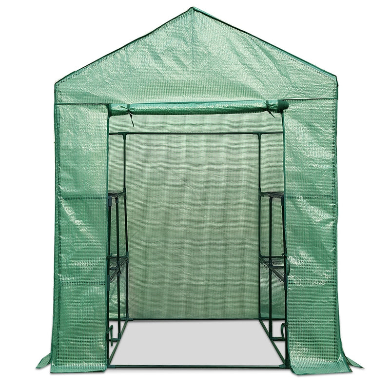 Greenfingers Greenhouse 1.4x1.55x2M Walk in Green House Tunnel Plant Garden Shed 8 Shelves