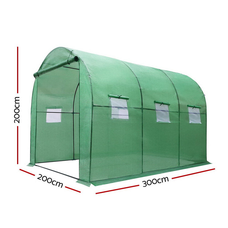 Green Fingers Greenhouse 3x2x2M Walk in Green House Tunnel Plant Garden Shed Dome