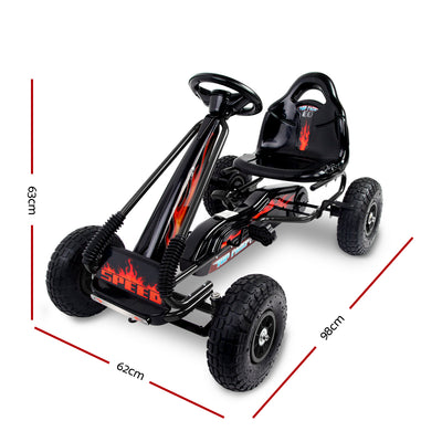 Rigo Kids Pedal Go Kart Ride On Toys Racing Car Rubber Tyre Black