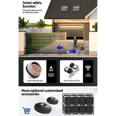 LockMaster Electric Sliding Gate Opener 1200KG Keypad 4M