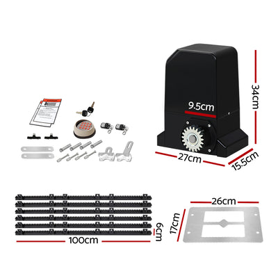 Lockmaster Automatic Sliding Gate Opener Kit Keypad 6M 1000KG