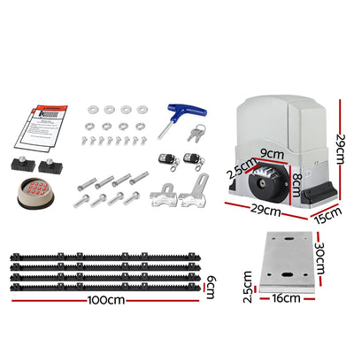 Lockmaster Automatic Sliding Gate Opener Kit Keypad 4M 1200KG