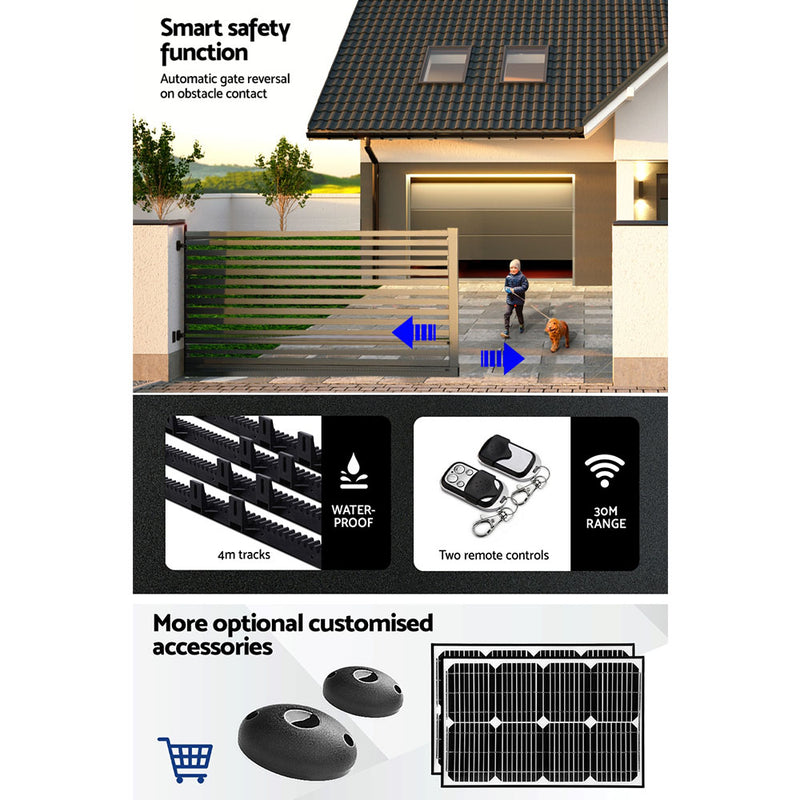 Lockmaster Automatic Sliding Gate Opener Kit 4M 1800KG