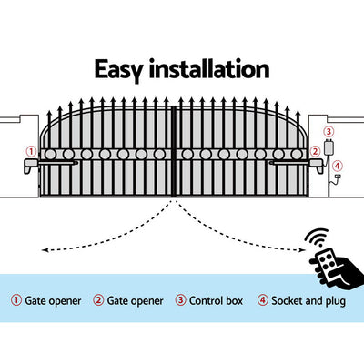 LockMaster Automatic Electric Gate Opener Double Swing Remote Control Kit 800KG