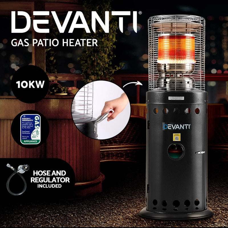 Devanti Outdoor Gas Patio Heater Black