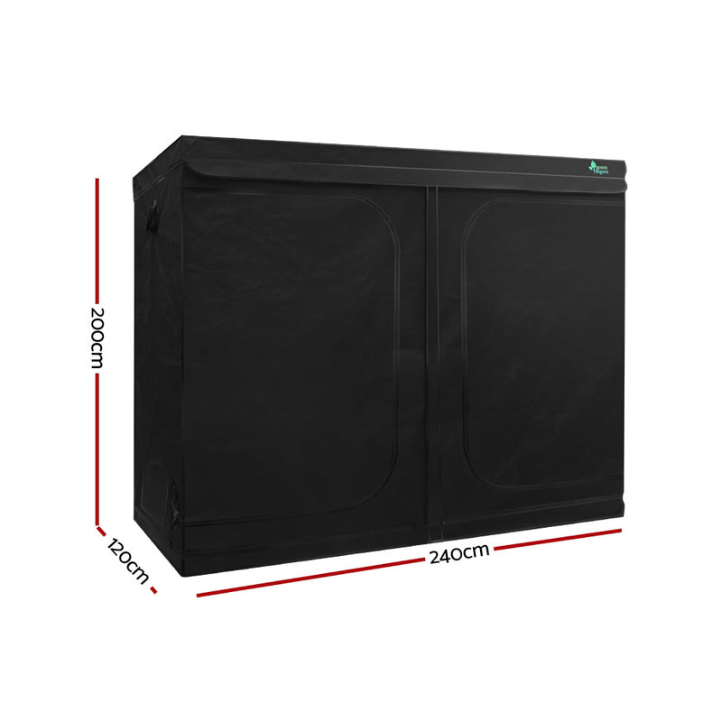 Green Fingers Grow Tent 240x120x200CM Hydroponics Kit Indoor Plant Room Black