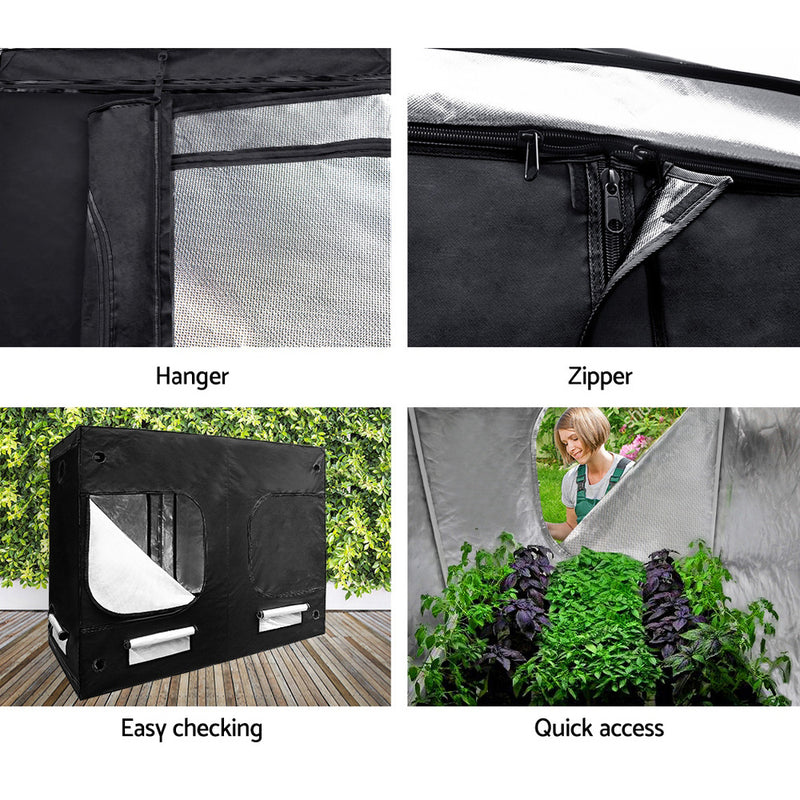 Green Fingers Grow Tent 240x120x200CM Hydroponics Kit Indoor Plant Room Black