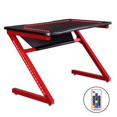 Artiss Gaming Desk Study Computer Desktop Carbon Fiber Style LED RGB Racer Table