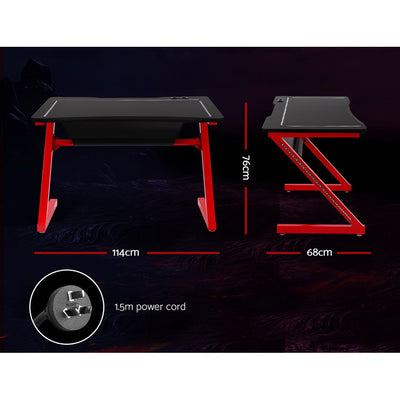 Artiss Gaming Desk Study Computer Desktop Carbon Fiber Style LED RGB Racer Table