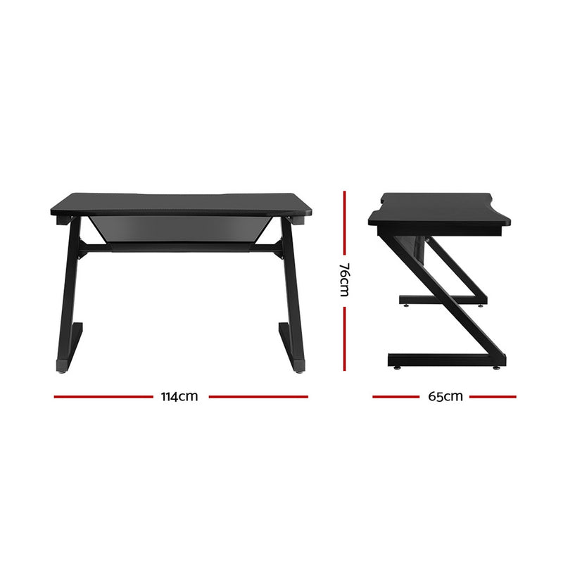 Artiss Gaming Desk Home Office Computer Carbon Fiber Style Racer Table Black