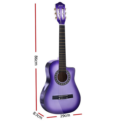 Alpha 34 Inch Classical Guitar Wooden Body Nylon String Beginner Kids Gift Purple