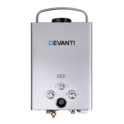 Devanti Outdoor Portable Gas Water Heater 8LPM Camping Shower Silver