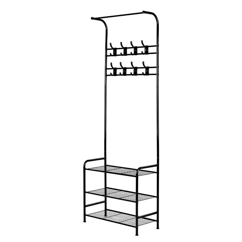 Artiss Clothes Rack Coat Stand Garment Portable Hanger Airer Organiser Shoe Storage Metal Black