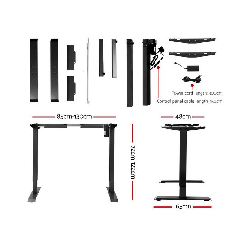 Artiss Standing Desk Adjustable Height Desk Electric Motorised Black Frame Desk Top 120cm