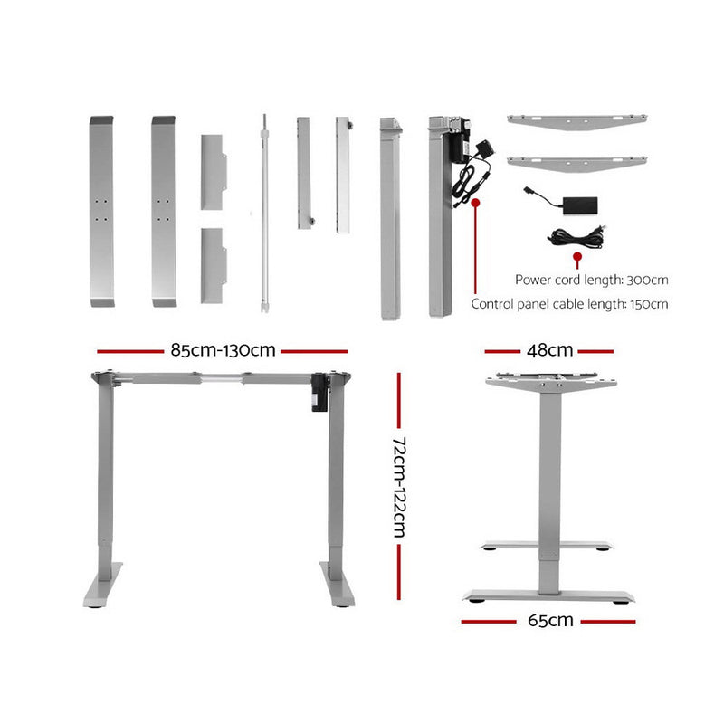 Artiss Standing Desk Adjustable Height Desk Electric Motorised Grey Frame Black Desk Top 120cm