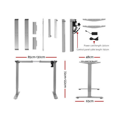 Artiss Standing Desk Adjustable Height Desk Electric Motorised Grey Frame White Desk Top 120cm