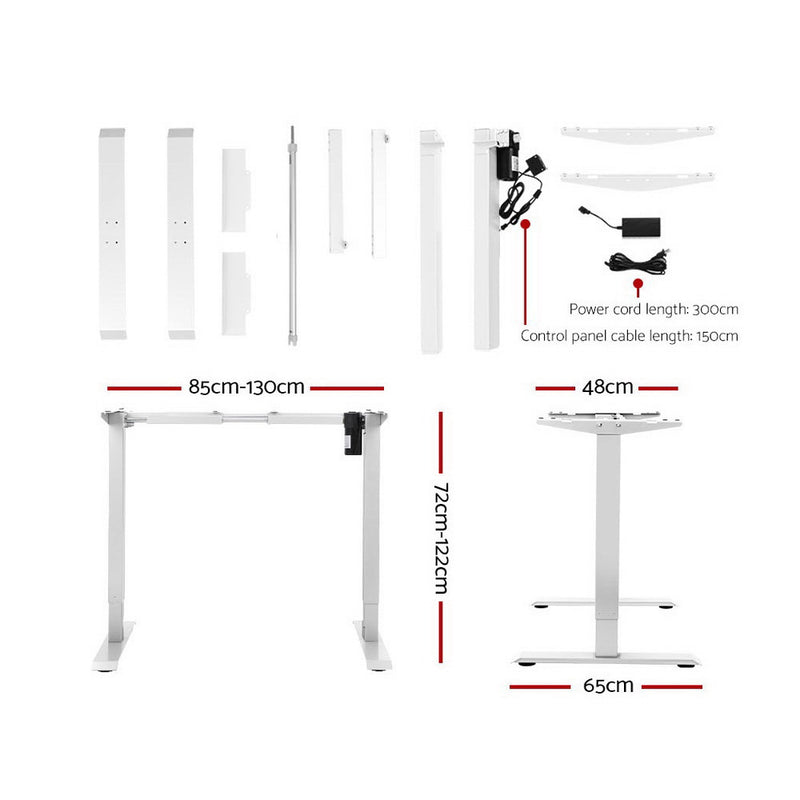 Artiss Standing Desk Adjustable Height Desk Electric Motorised White Frame Walnut Desk Top 120cm