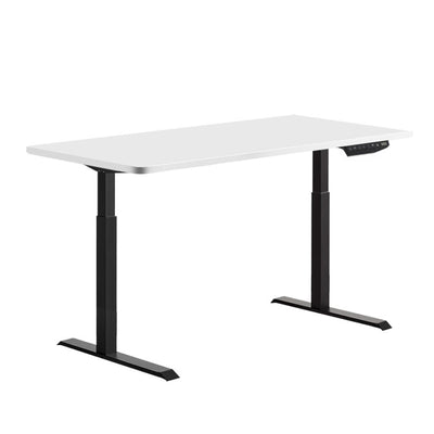 Artiss Standing Desk Adjustable Height Desk Dual Motor Electric Black Frame White Desk Top 140cm