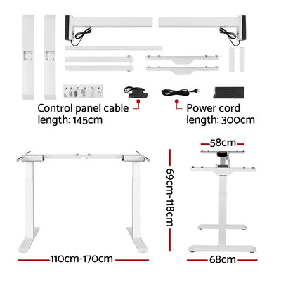 Artiss Standing Desk Adjustable Height Desk Dual Motor Electric White Frame Walnut Desk Top 120cm