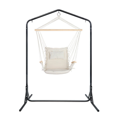 Gardeon Outdoor Hammock Chair with Stand Swing Hanging Hammock Garden Grey