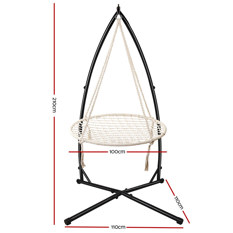 Gardeon Hammock Chair Nest Web Outdoor Swing with Steel Stand 100cm