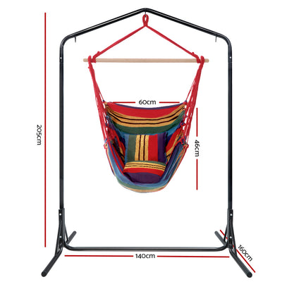 Gardeon Outdoor Hammock Chair with Stand Swing Hanging Hammock Pillow Rainbow