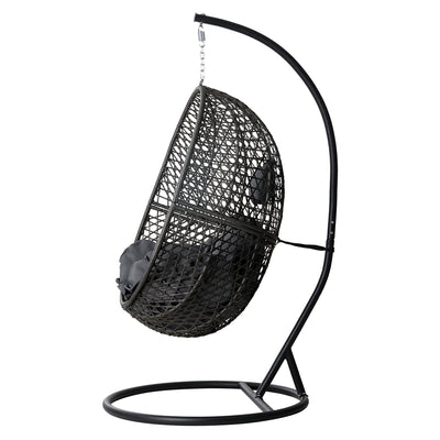 Gardeon Outdoor Egg Swing Chair Hanging Chair Wicker Rope Pod Stand Foldable Grey