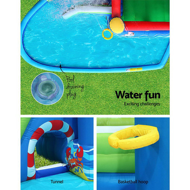 Happy Hop Inflatable Water Slide Jumping Trampoline Castle Bouncer Toy Splash