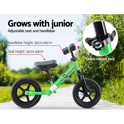 Rigo Kids Balance Bike Ride On Toys Push Bicycle Wheels Toddler Baby 12" Bikes Green