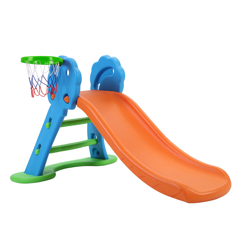 Keezi Kids Slide with Basketball Hoop with Ladder Base Outdoor Indoor Playground Toddler Play 