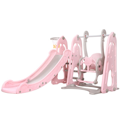 Keezi Kids Slide Swing Outdoor Playground Basketball Hoop Playset Indoor Pink