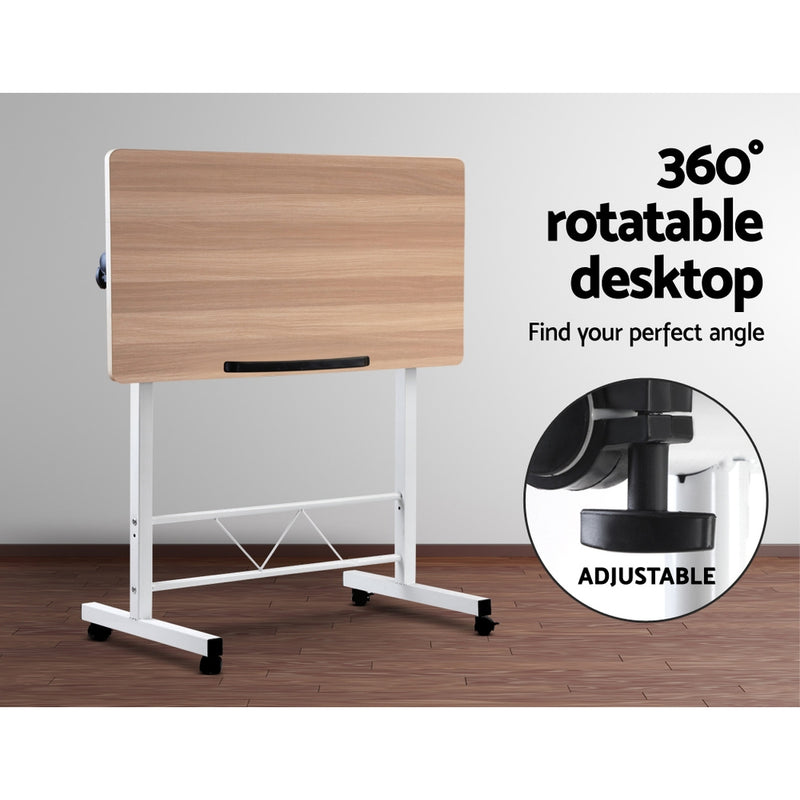 Artiss Laptop Desk Table Adjustable 80CM Light Wood