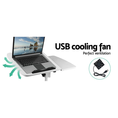 Artiss Laptop Desk Table Fan Cooling White 60CM