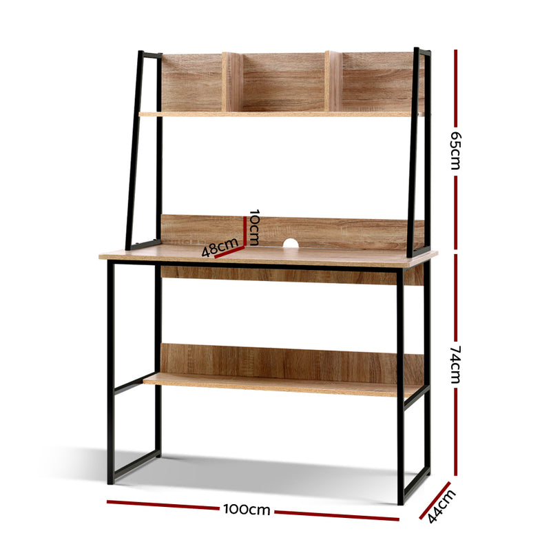 Artiss Office Computer Desk Study Table Workstation Bookshelf Storage Oak