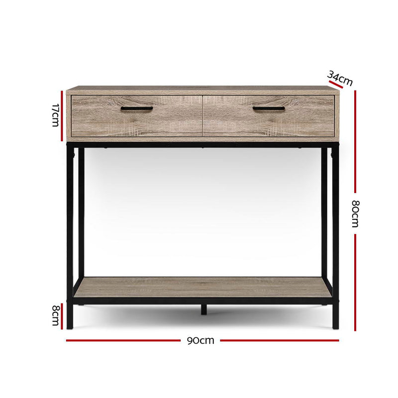 Artiss Hallway Console Table Hall Side Entry Display Desk Drawer Storage Oak